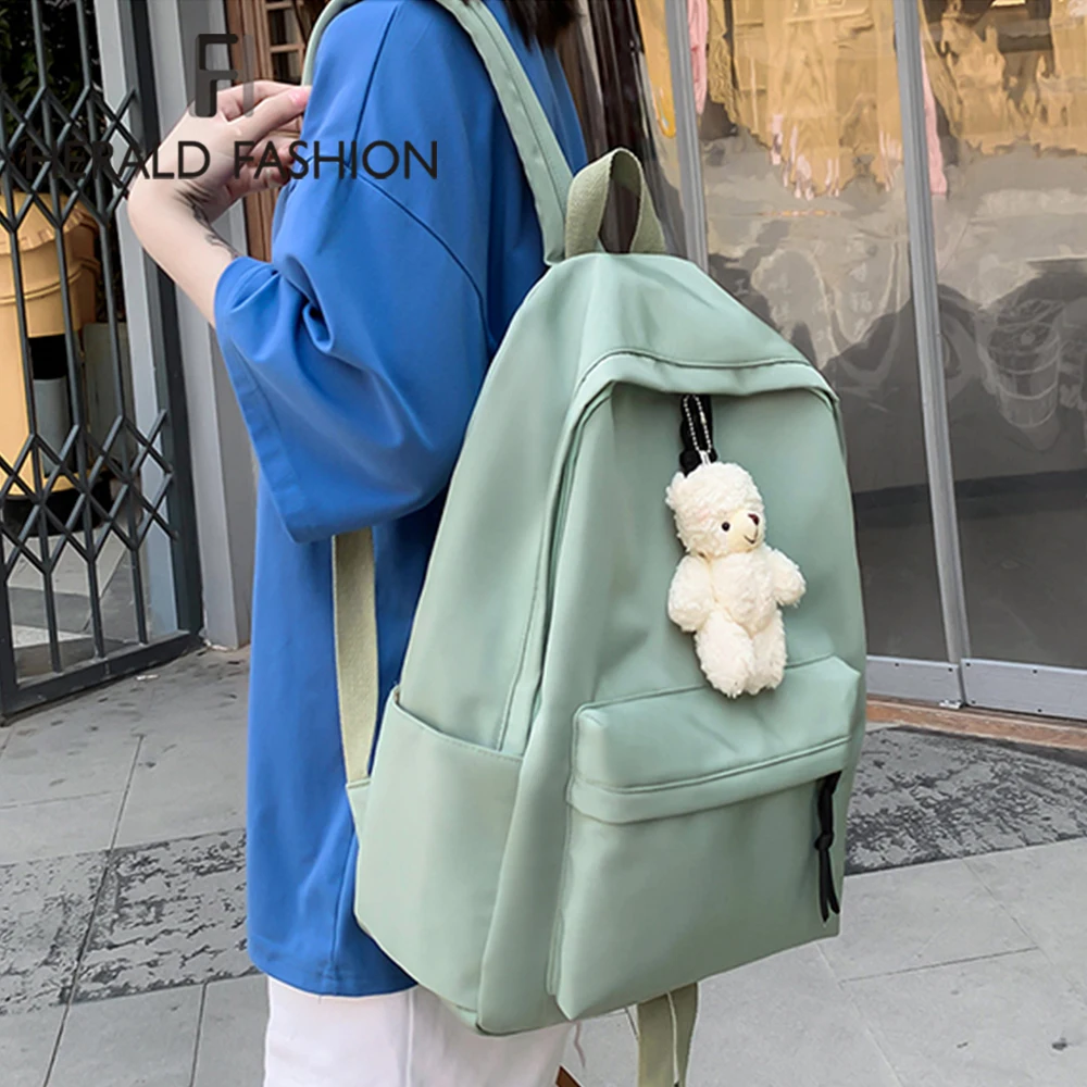 Женские холщовые рюкзаки школьные ранцы для девочек розового и черного цвета