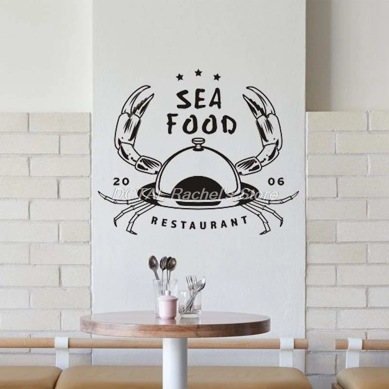 

Seafood Restaurant Decor Vinyl Wall Decal Kitchen Dining Room Sticker Bar Drink Art Sticker Customized Year