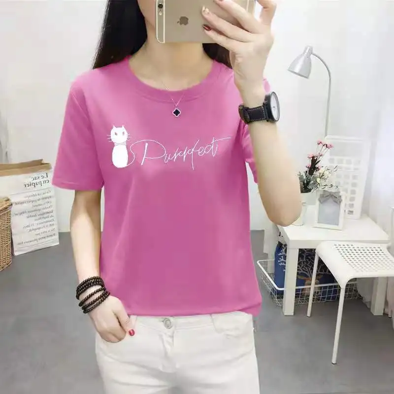 

Short-sleeved t-shirt women 2021 summer new Korean version of ins explosion letter half-sleeved ladies bottoming shirt