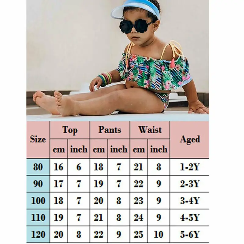 Детский купальный костюм для девочек Купальник бикини 2 шт. бандажный ремень топ