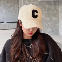 womens lamb wool baseball cap letter embroidery labeling warm winter hat korean new outdoor cold and windproof baseball caps