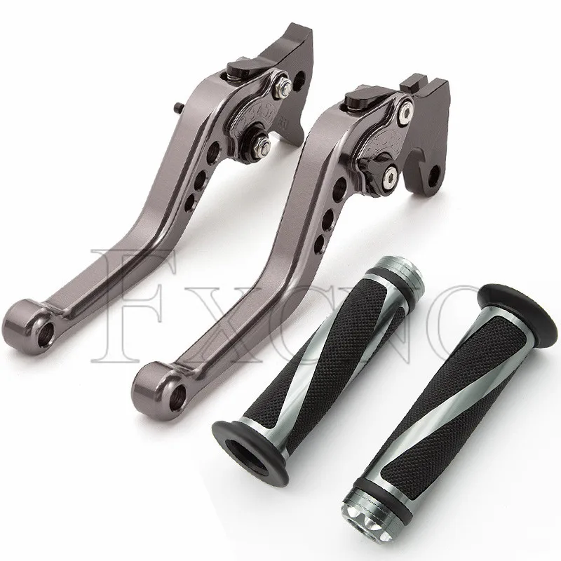 Lever with Grips CNC регулируемый мотоцикл тормозной рычаг сцепления ручные ручки набор аксессуары для мотоциклов Yamaha FZ16 FZ 16 2012- 2013 - Цвет: Lever with Grips