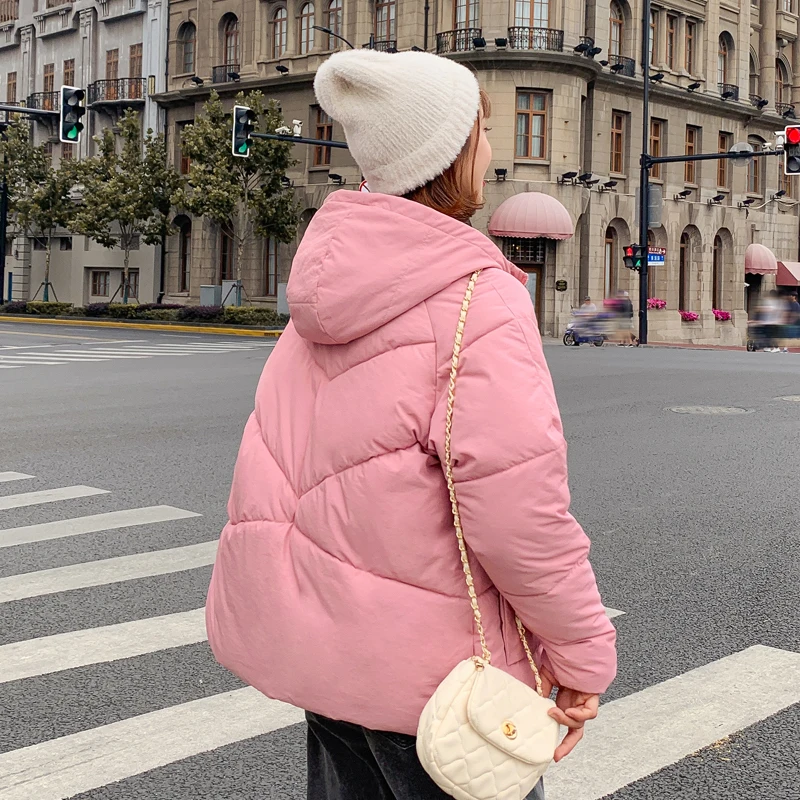 2019 зимняя куртка для женщин два больших кармана двубортные пуговицы Женское