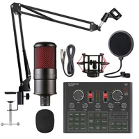 k16 condenser microphone set with v9x pro live sound card scissor arm shock mount and cap for studio recording