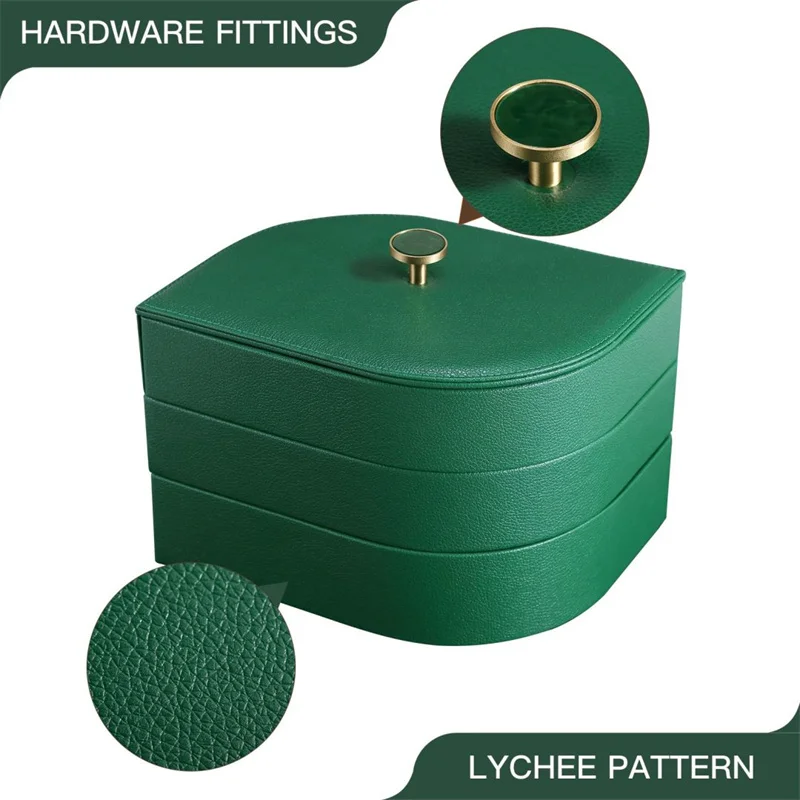 3-Layers Luxury Large Leather Jewelry Storage Box Tray Women Jewelry Organizer Case Earrings Ring Necklace Casket Jewellery Box