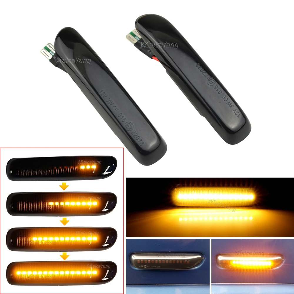 

For BMW E46 3 Series Limo Coupe Compact Cabriolet Touring Dynamic Flashing LED Side Marker Sequential Blinker Turn Signal Light