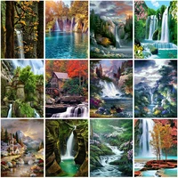 5d diamond painting waterfall full square stones tree landscape diamond embroidery scenery mosaic beaded picture home decoration