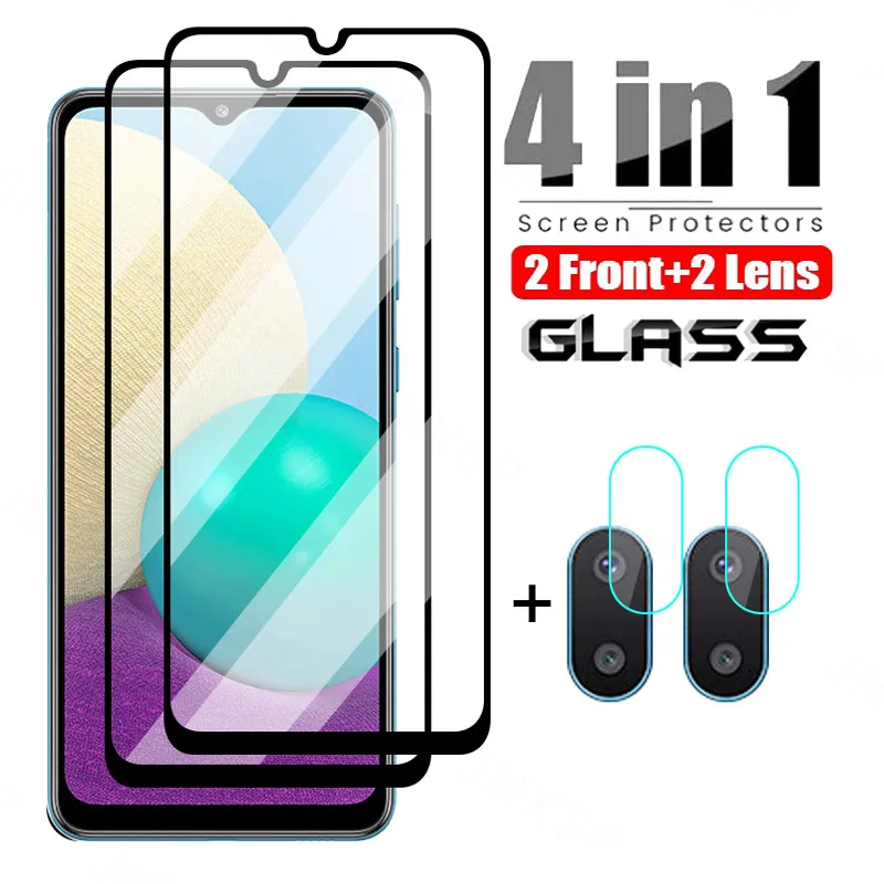 

4 in 1 Protective Glass For Samsung Galaxy A02 A12 A22 A32 A42 A52 Tempered Glass For Samsung M02 M12 M32 M62 Lens Glass Film