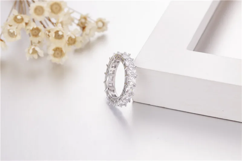 Обручальные кольца из стерлингового серебра 925 пробы полностью Квадратные