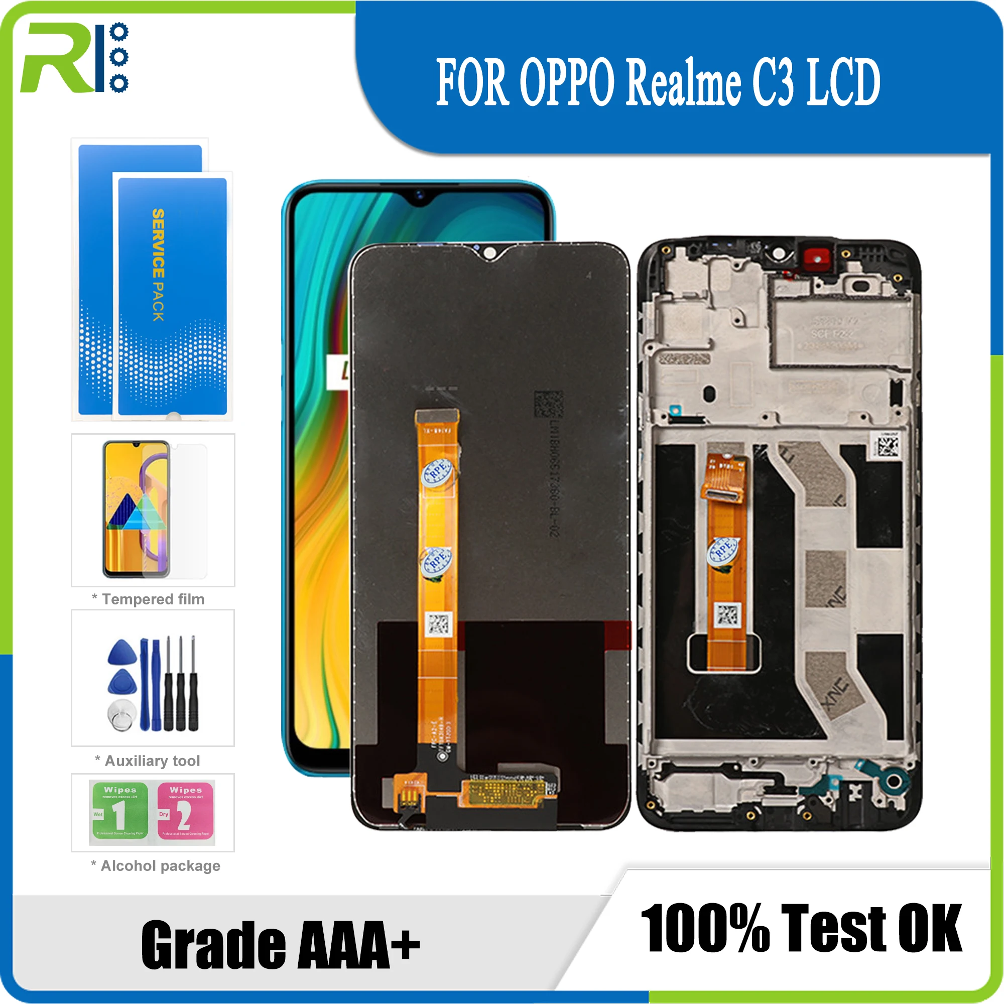 

For OPPO Realme C3 Display LCD + Touch Screen Mit Rahmen Keine Tote Pixel Bildschirm Ersatz Auf For OPPO Realme c3 RMX2027 6,5 z