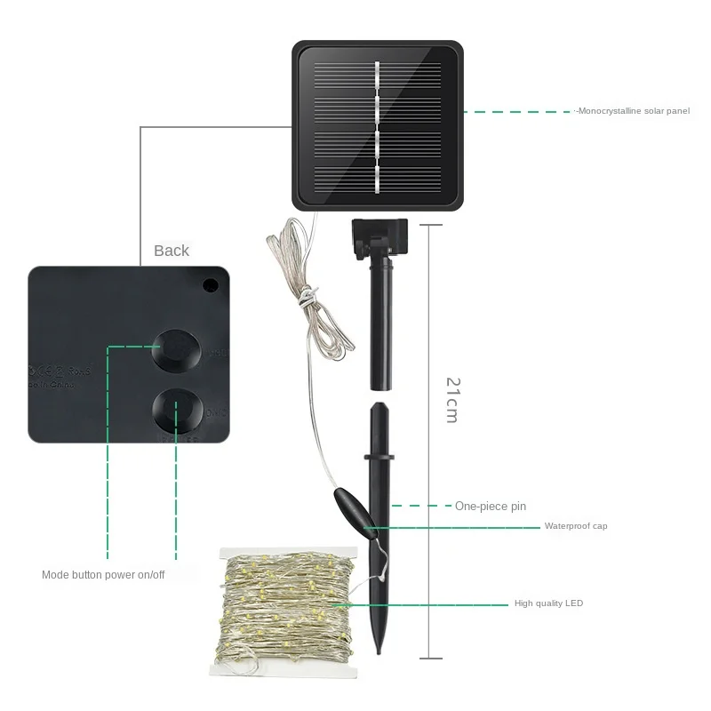 

LED Solar Strip Light Home Garden Copper Wire Light String Fairy Outdoor Solar Powered Christmas Party Decor Fairy Garland