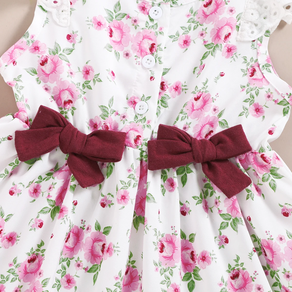 Летнее платье для маленьких девочек 1-5 лет хлопковое кружевное без рукавов с