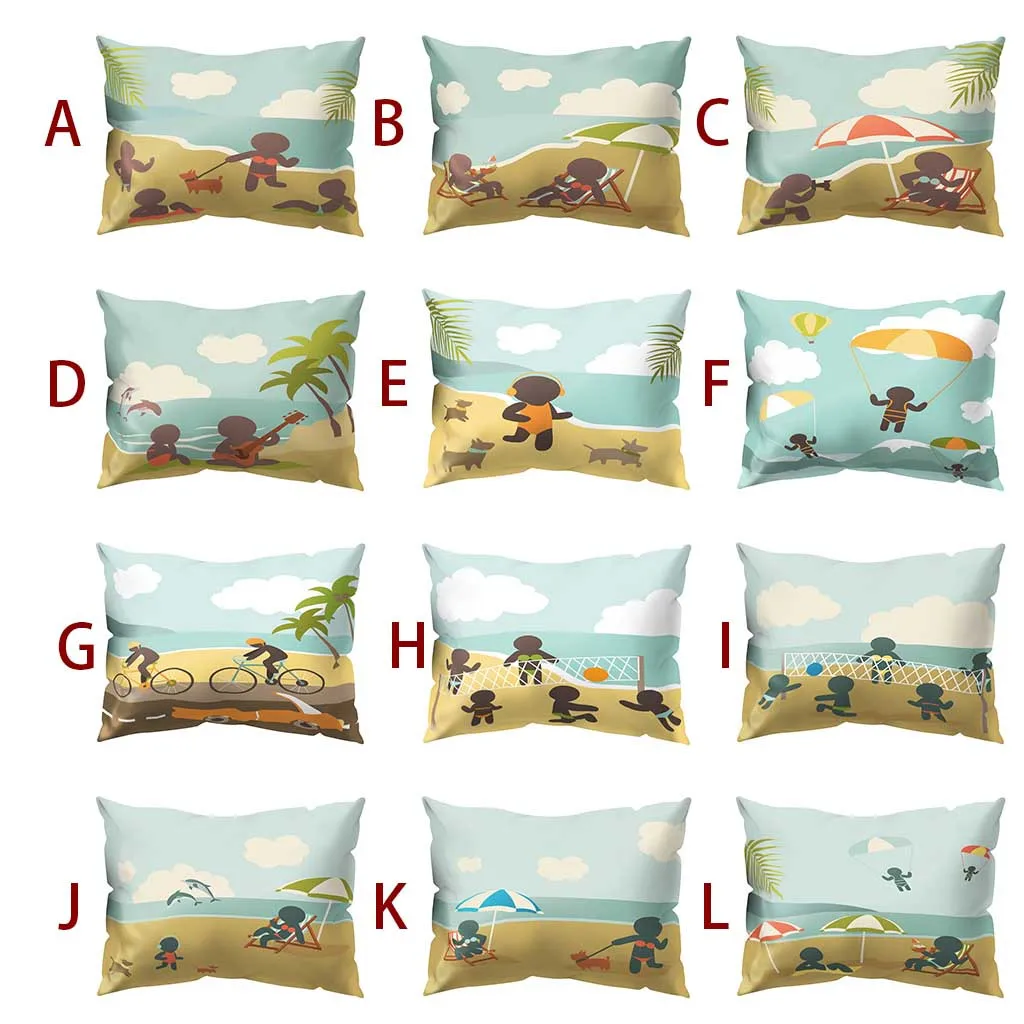 Ouneed наволочка с мультяшным изображением пляжа пейзажа подушка чехол 30*50 см