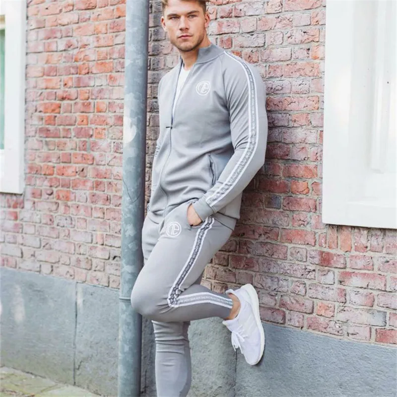 2019 спортивный костюм Мужская куртка для бодибилдинга брюки спортивные костюмы