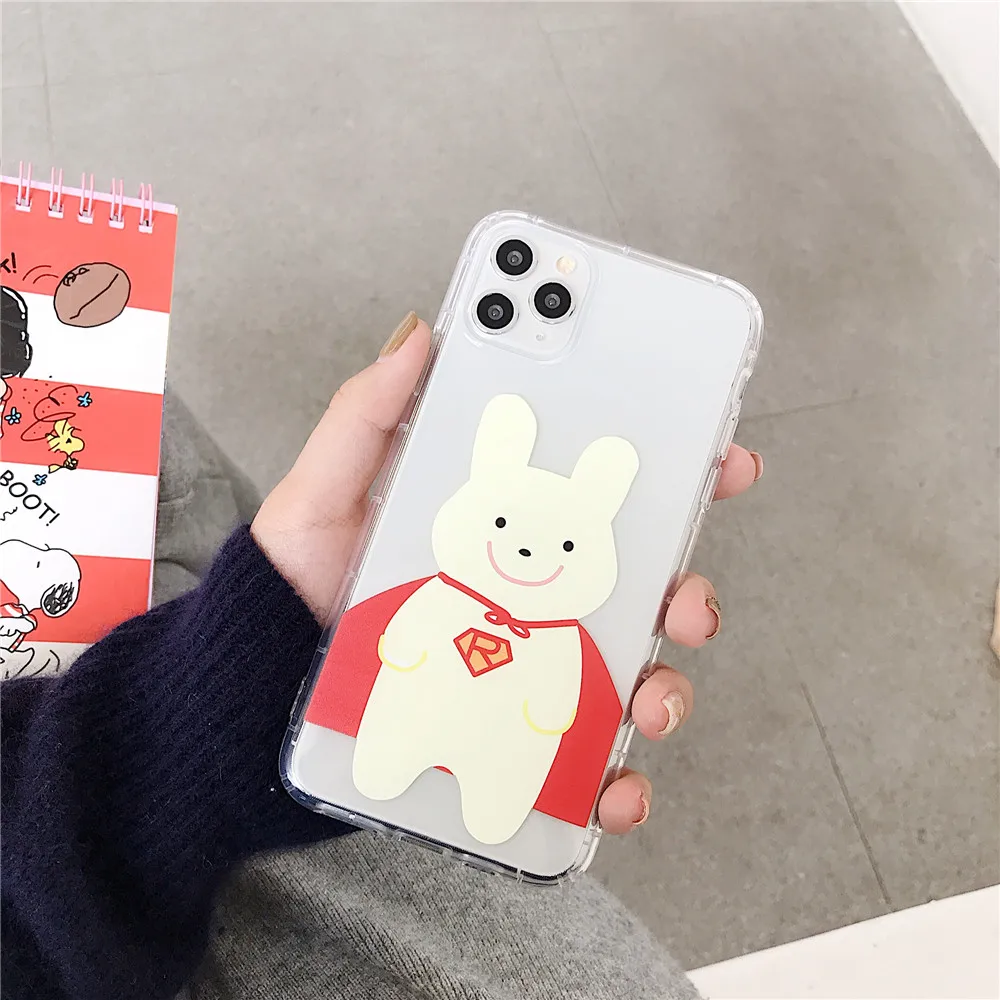 Funny Couple Spaceship Rocket Bunny Superman Phone Case For iPhone 11 Pro Xs MAX XR X 7 8 Plus SE 2 Clear Soft TPU Back Cover |