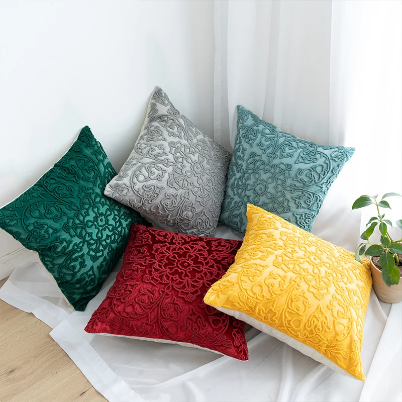 

1PC 2022 Nordic Style Jacquard Cushion Covers 45x45cm Flower Throw Pillowcase New Year Home Decor cojines decorativos para sofá