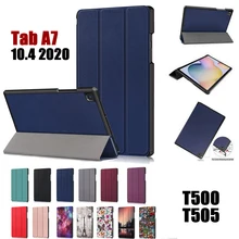 Leather Tablet Case For Samsung Galaxy Tab A7 10.4 2020 T500 T505 Protective Case Auto Smart Sleep Wake Covers Fundas Shell Skin