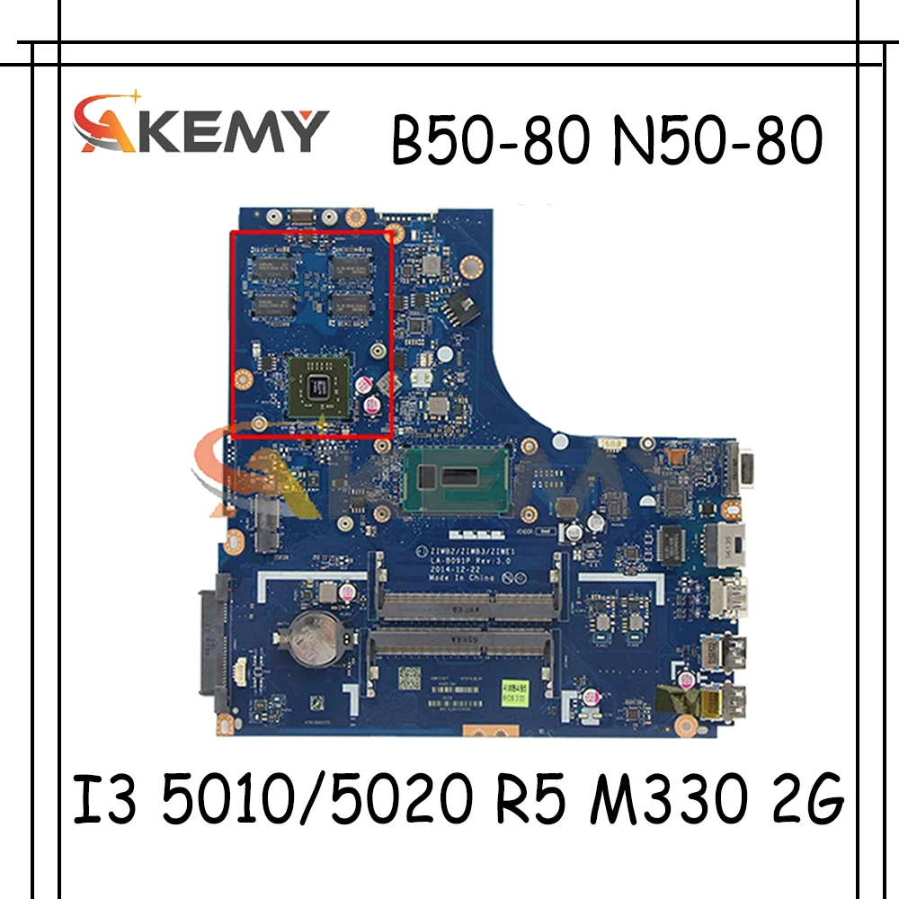 

Akemy ZIWB2/ZIWB3/ZIWE1 LA-B091P материнская плата для ноутбука Lenovo B50-80 N50-80 Материнская плата ноутбука процессор I3 5010/5020 R5 M330 2G 100% тест