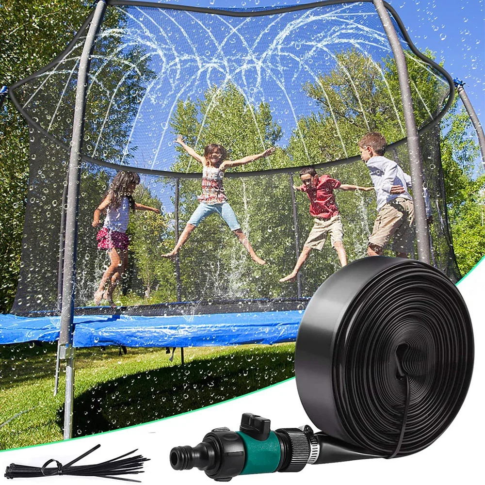 49 Ft Trampoline Sprinkler for Kids Outdoor Water Sprinkler Accessories for Garden Jump Water Play Trampoline Shower Summer Game