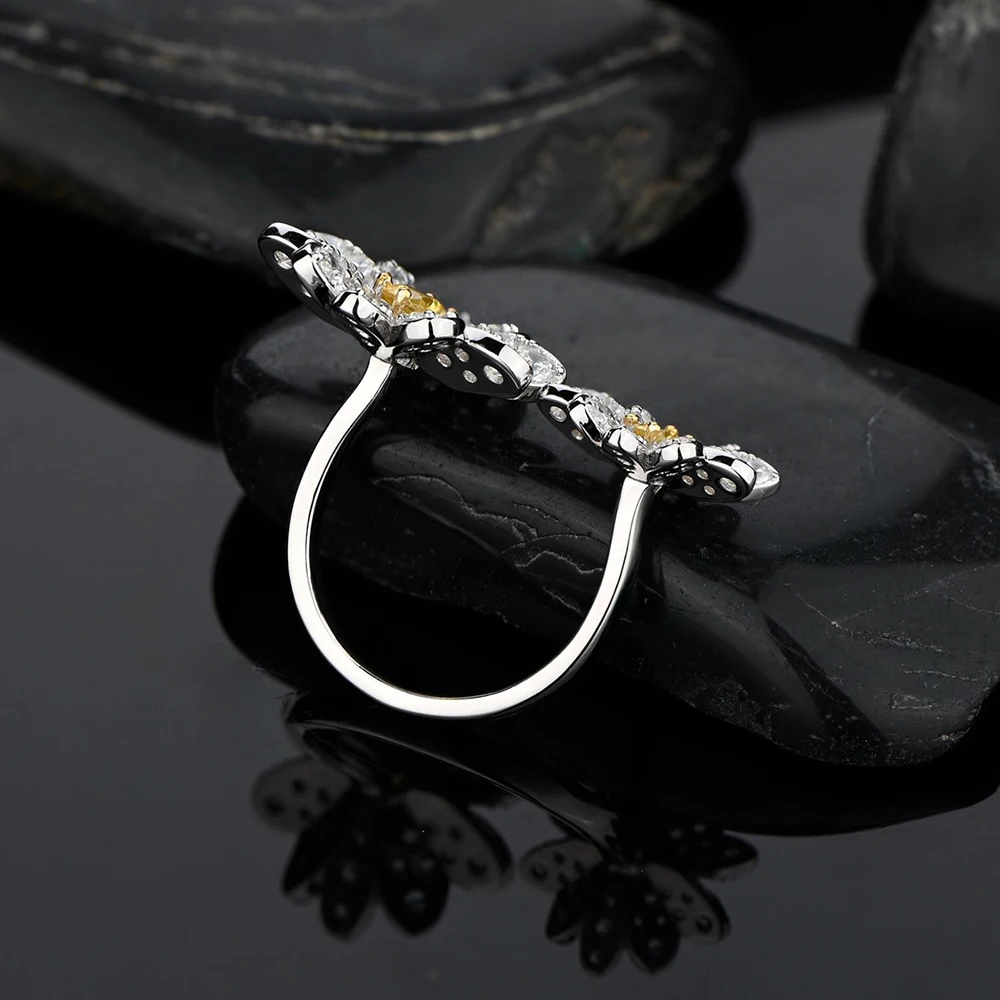 

Cute Bloom Daisy Ring Lab Created Diamond 925 Sterling Silver Female Adjustable Flower Ring Women Wedding Engagement Jewelry