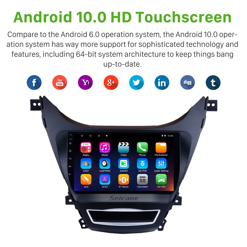 

Seicane Android 10.0 2.5D IPS Car Radio GPS Navigation Auto stereo for 2008 Hyundai Elantra With 2GB RAM 32GB ROM Bluetooth RDS