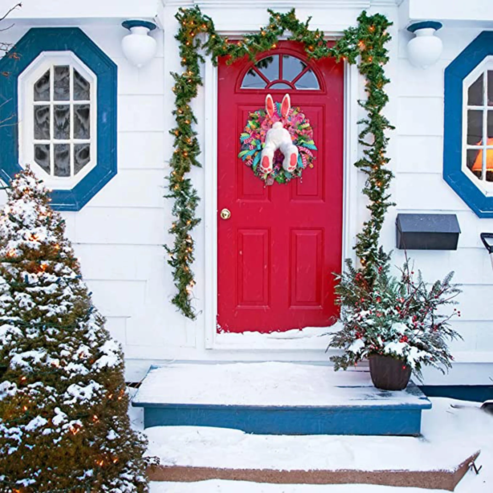 

Easter Door Decorations Bunny Butt and Ears Wreath Easter Spring Outdoor Indoor Hanging Welcome Wreath DNJ998