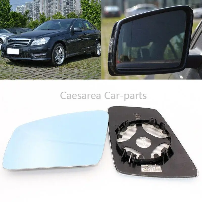 

For Benz C-Class C180 200 230 Side View Door Mirror Blue Glass With Base Heated