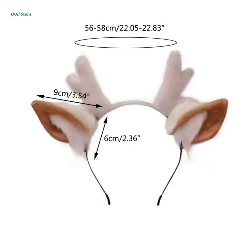 

Plush Reindeer Headwear Animal Ears Headband Cosplay Supplies for Halloween