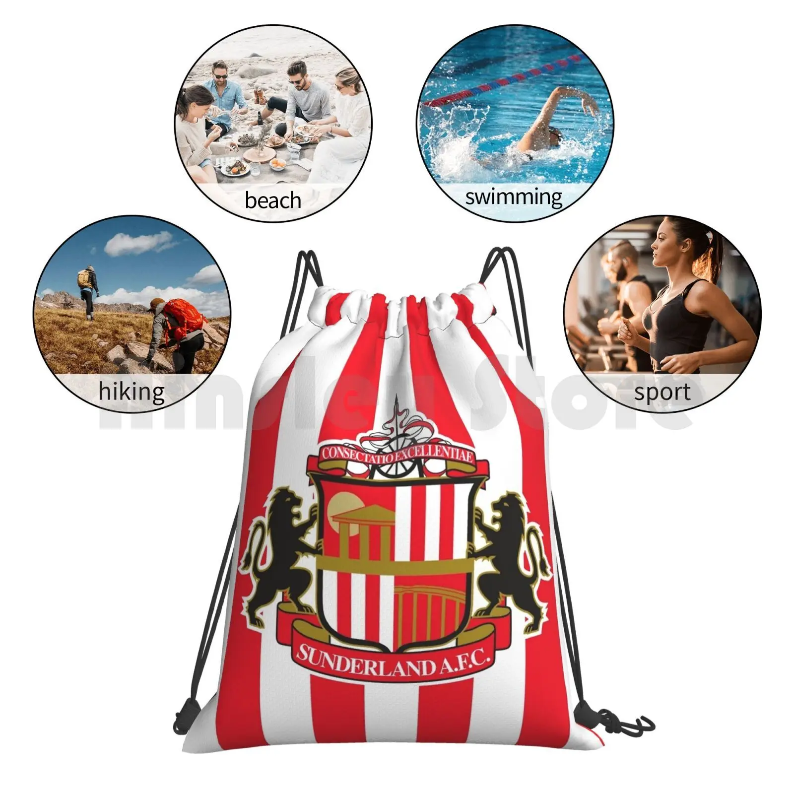 

Logo Backpack Drawstring Bags Gym Bag Waterproof Football Soccer Club Association Geordie Shore England English One