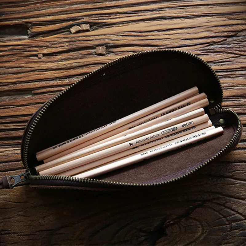 Кожаный чехол для карандашей LEACOOL ручная работа из натуральной кожи винтажная