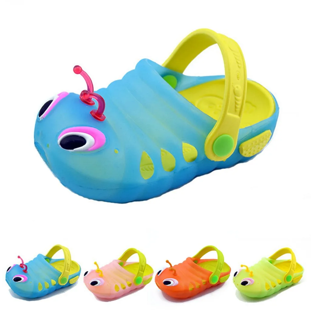 Детская садовая обувь Милые Пляжные сандалии с рисунком гусеницы летние тапочки