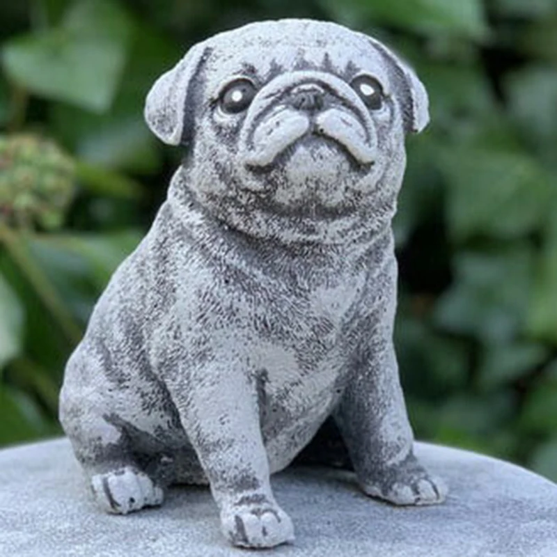 

Pug Statue Garden Decor Simulation Puppy Resin Ornament for Home Yard Garden Decoration CLH@8