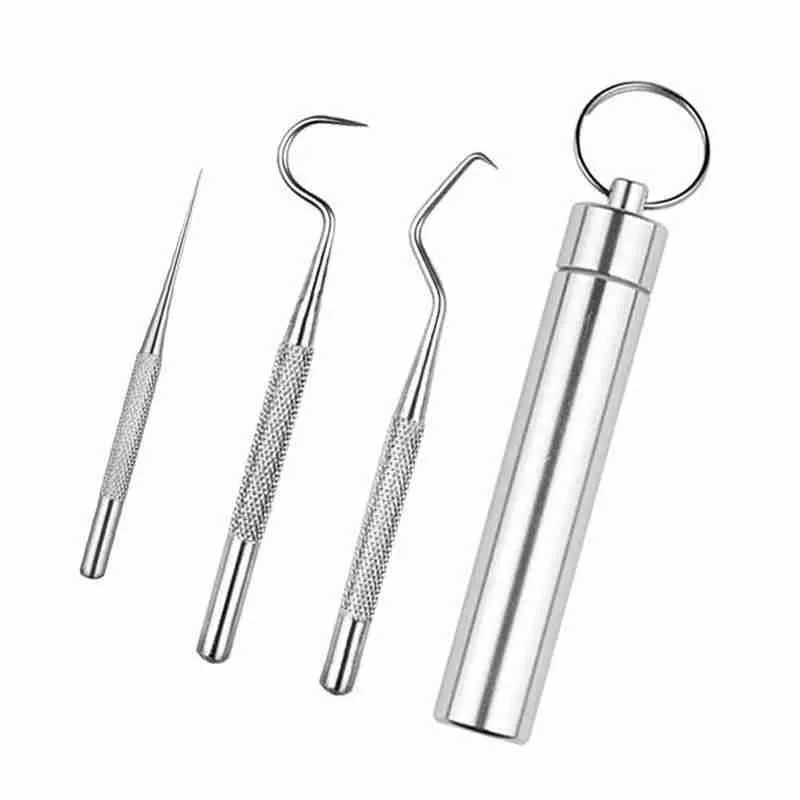 

304 Steel Toothpick Set Toothpicks With Portable Holder Picking Tool Tooth Crochet Portable Set Toothpick Z7P7