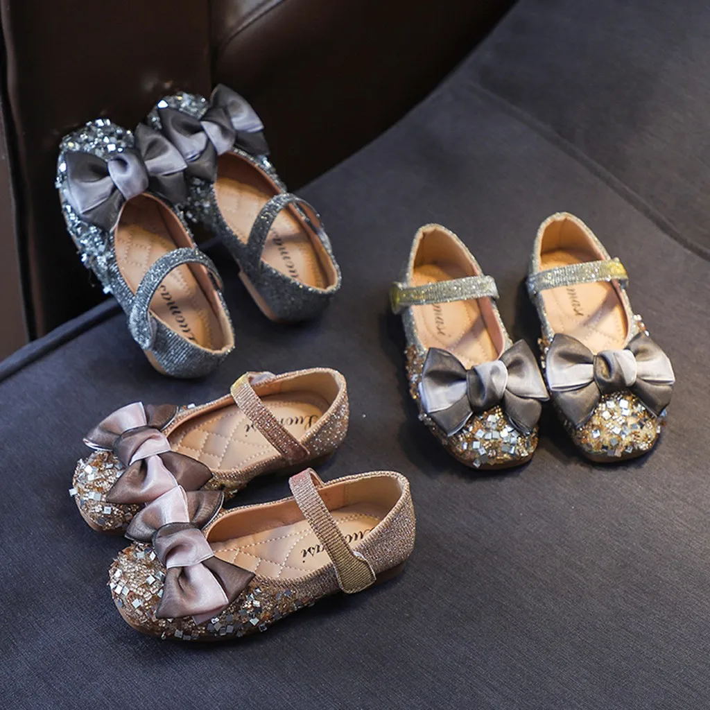 Children Kids Sandals Baby Girls Shoes Bowknot Sequins Crystal Bling Single Princess Dance Casual Детская Обувь Melissa | одежда и