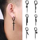 Серьга-гвоздик Rinhoo из нержавеющей титановой стали для мужчин и женщин, Ювелирное Украшение в стиле панк с крестом и звездами в уличном стиле, в стиле хип-хоп, готический стиль, 1 шт.