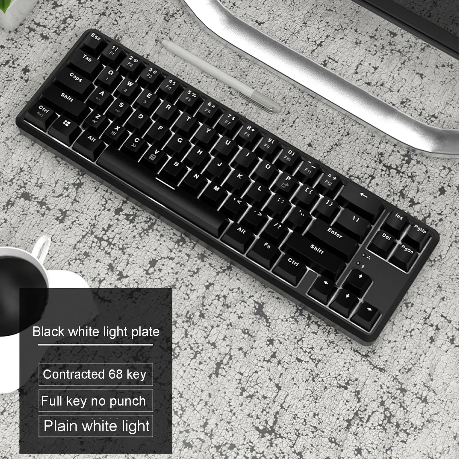 

K680T 68-Key Mechanical Keyboard Wireless Dual Mode Keyboard Rechargeable 18 Backlit Modes No-Conflict Ergonomic Office Keyboard