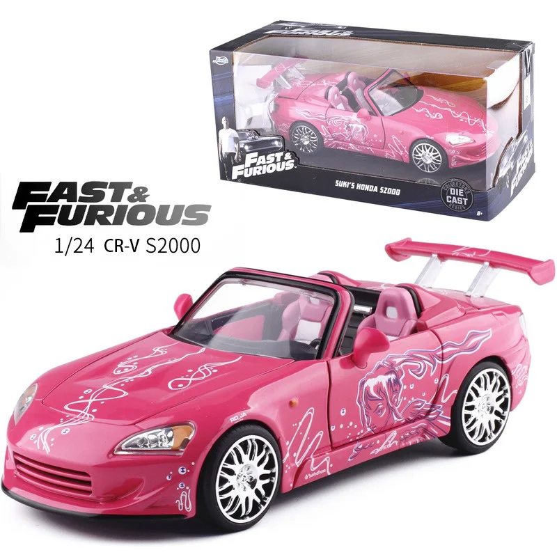 Масштаб 1:24 форсаж литая под давлением модель автомобиля S2000 розового цвета