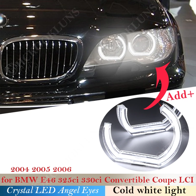 

DTM Crystal LED Angel Eyes Halo Rings Light kits For BMW E46 325ci 330ci Convertible Coupe 2004-2006 LCI Car Xenon headlight