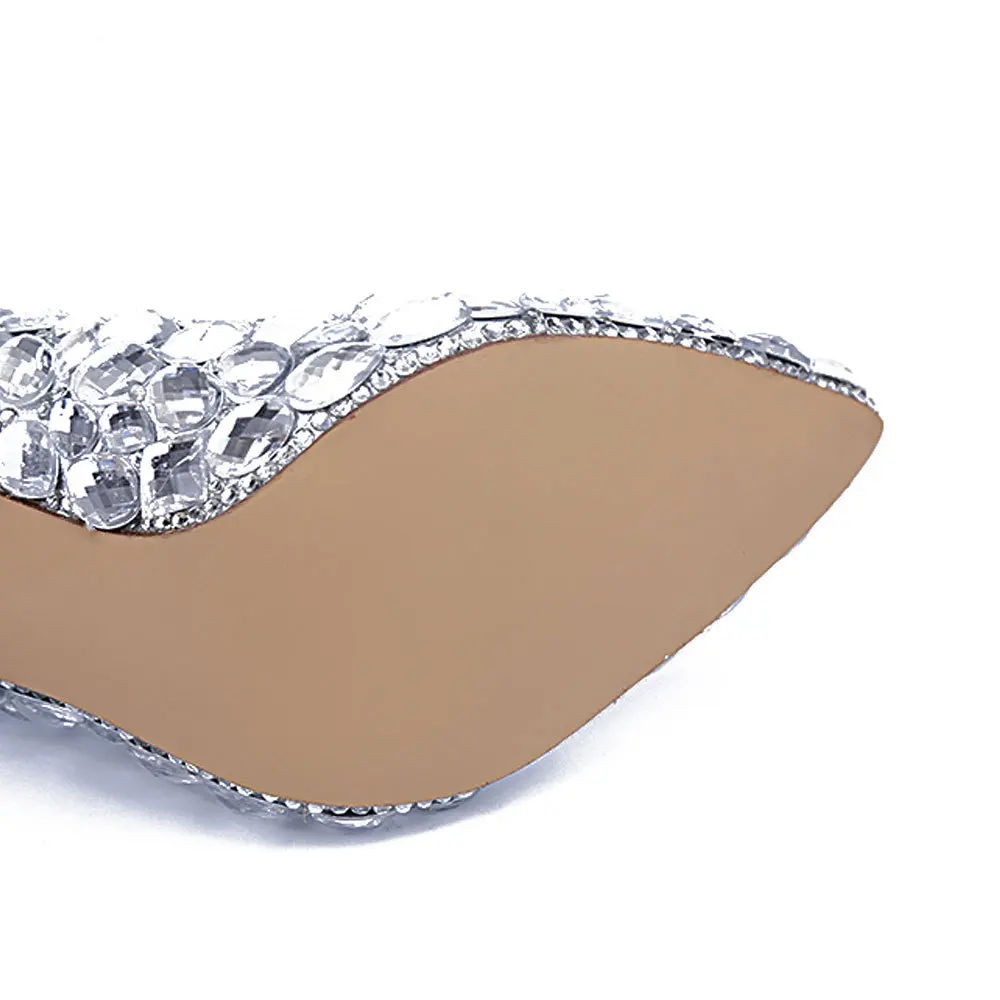 

Crystal Pumps Sequined High-Heeled Pointed Shoes European American Style Fashion Banquet Wavy High-Heeled Shoes