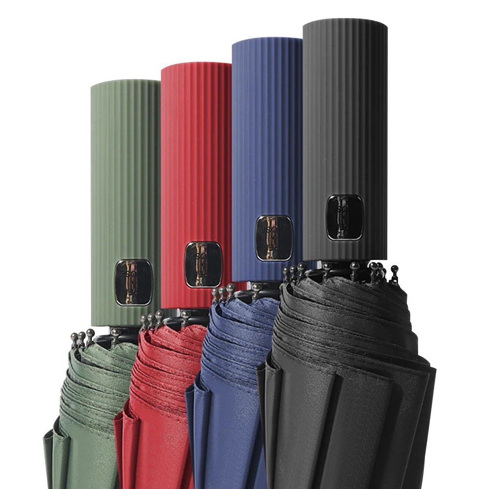 12 ребер автоматический зонт от дождя и солнца в любое время 3 ступенчатый черный