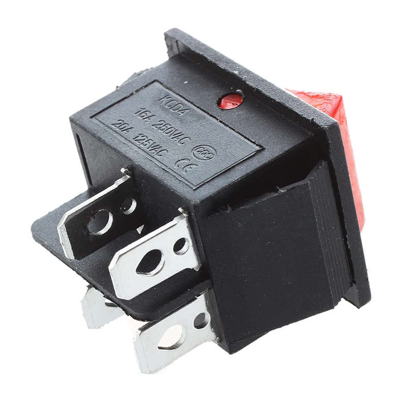 16A/250VAC 20A/125VAC красный индикатор светильник 4 Pin ВКЛ/ВЫКЛ клавишный выключатель DPST 2