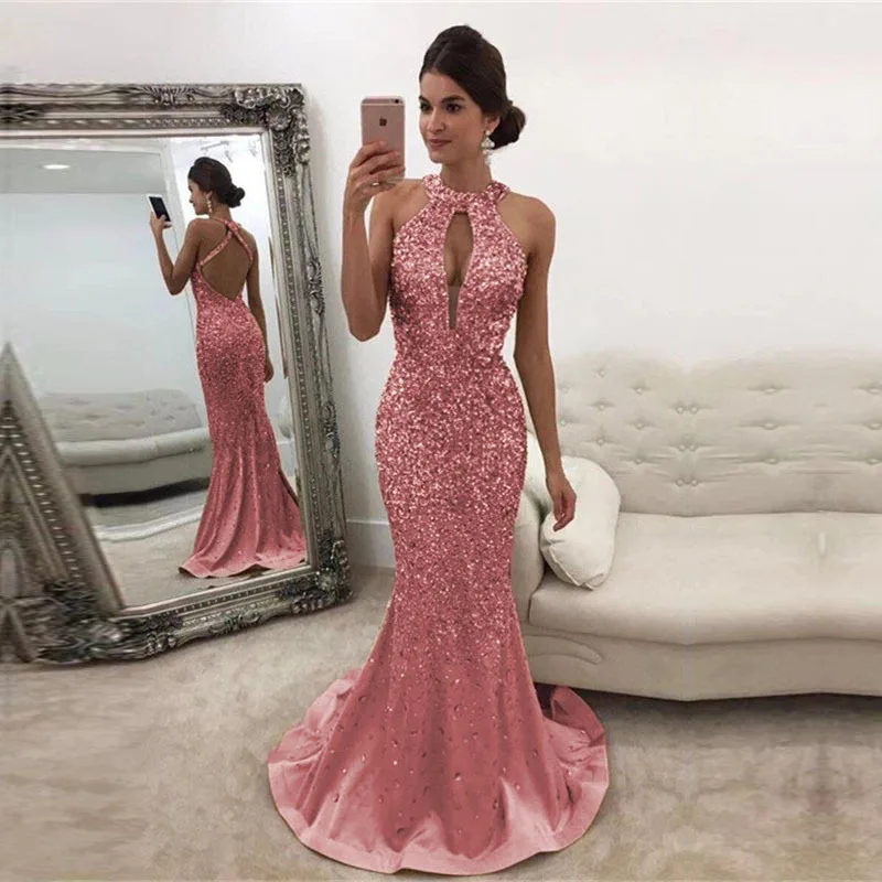 Модные с лямкой на шее открытыми плечами Женственная Дамская обувь вечерние