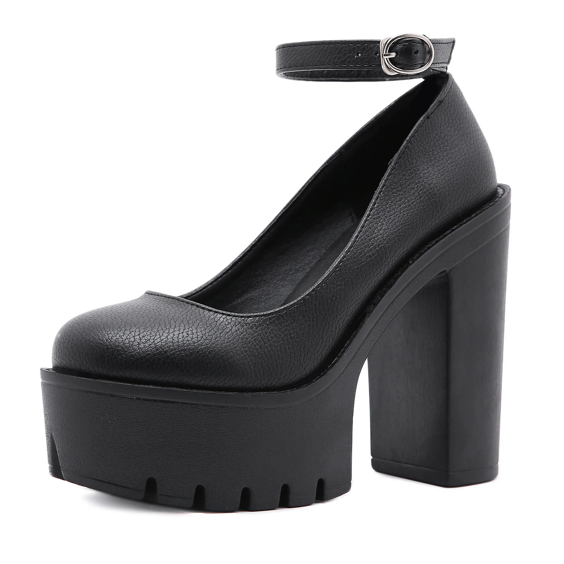 

2021 new spring autumn casual high-heeled shoes sexy ruslana korshunova thick heels platform pumps Black White Size 42