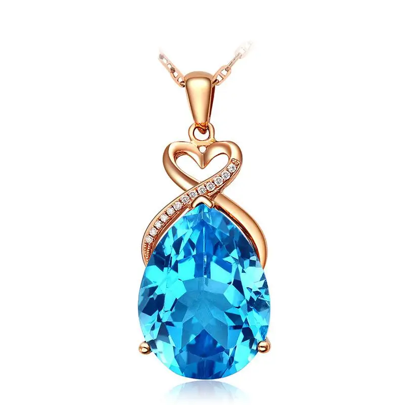 

14K Rose Gold 3 Carats Sapphire Stone Pendant Women Pure Natural Blue Sapphire Gemstone 14K Rose Gold Necklace Jewelry Pendant