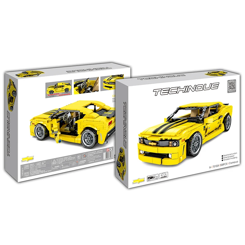 558 шт. Bumblebee Camaro спортивные строительные блоки для автомобилей, подходят для техники, гоночных автомобилей, супермашин, Playmobil, кирпичи, детские подарки для мальчиков и девочек