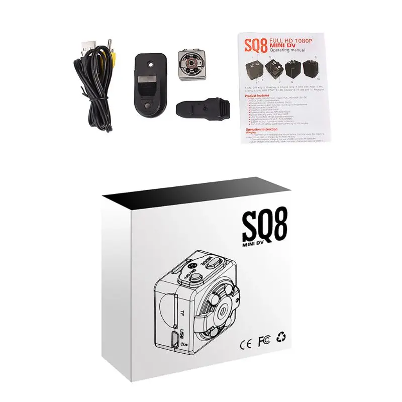 SQ8 мини видеокамера 1080P HD с датчиком ночного видения и движения тела DVR микро