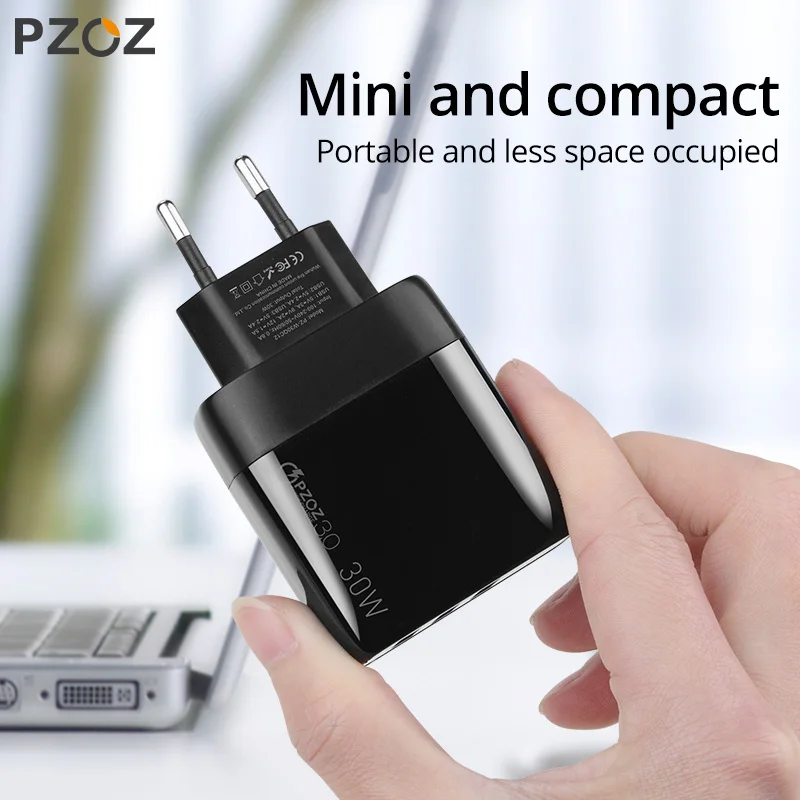 pzoz usb charger 30w fast charging pd type c quick charge led display for iphone 13 12 pro max 11 8 samsung xiaomi usb c charger free global shipping