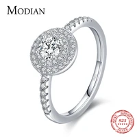 modian sparkling round clear cz charm rings fashion 925 sterling silver classic design wedding ring for women party jewelry