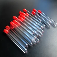 50pcslot 12x100mm clear plastic test tubes with plastic color stopper push cap for school experiments