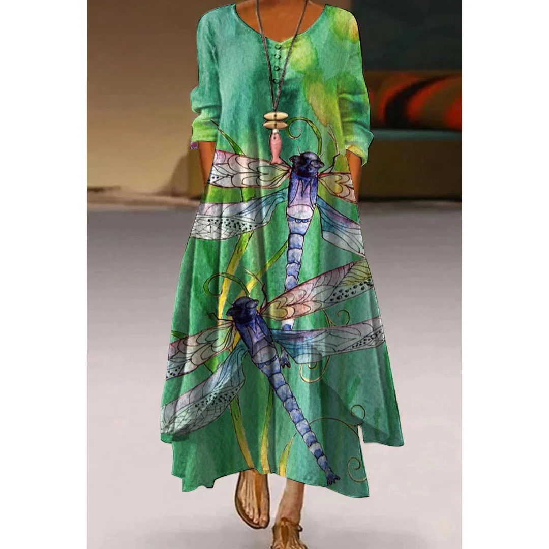 

2021 summer women's dress Long dress 3Dprinting print dress Spring summer casual women's dresses Big yards Party dresses